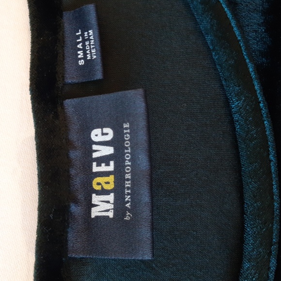 GUC Maeve by Anthropologie Forest Green Velvet Knit Top Sz Small - Picture 2 of 6